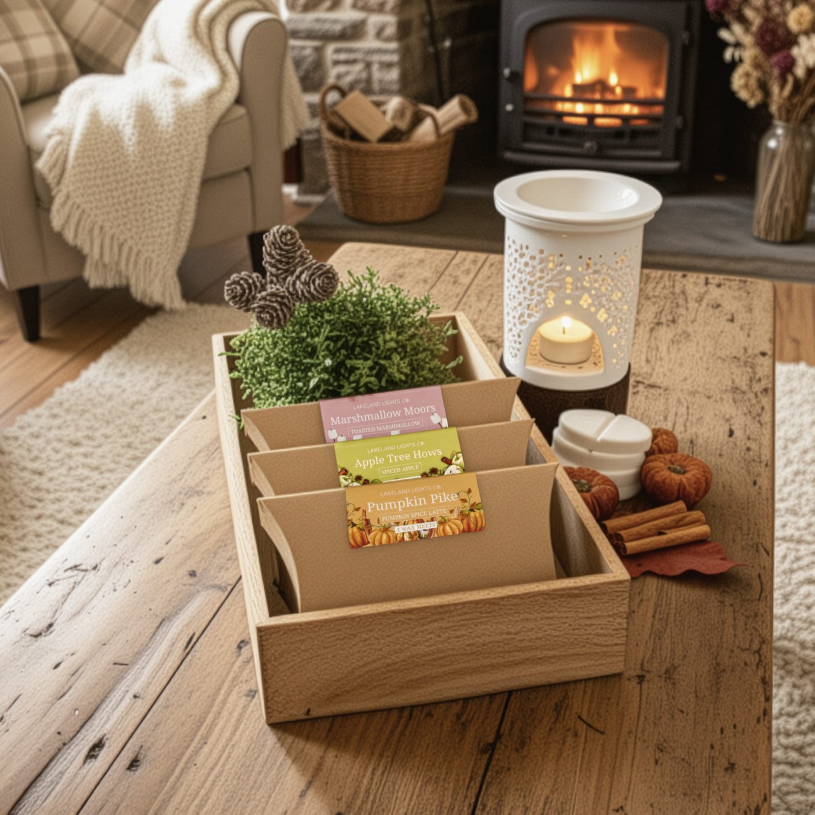 Lakeland Lights Company Autumn Wax Melt Bundle with Melter Soy Candle