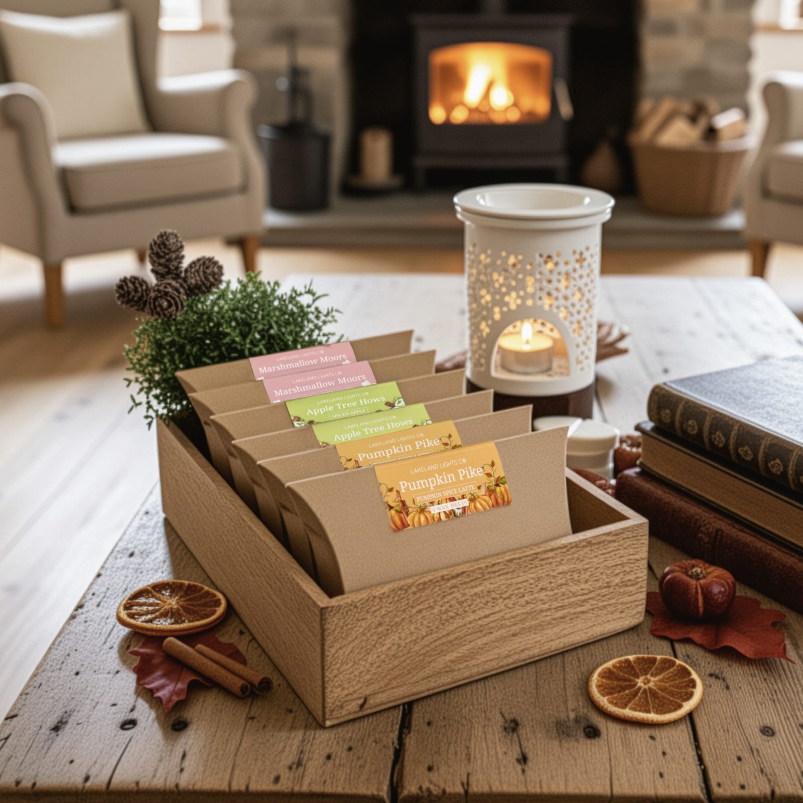 Lakeland Lights Company Autumn Wax Melt Bundle with Melter Soy Candle