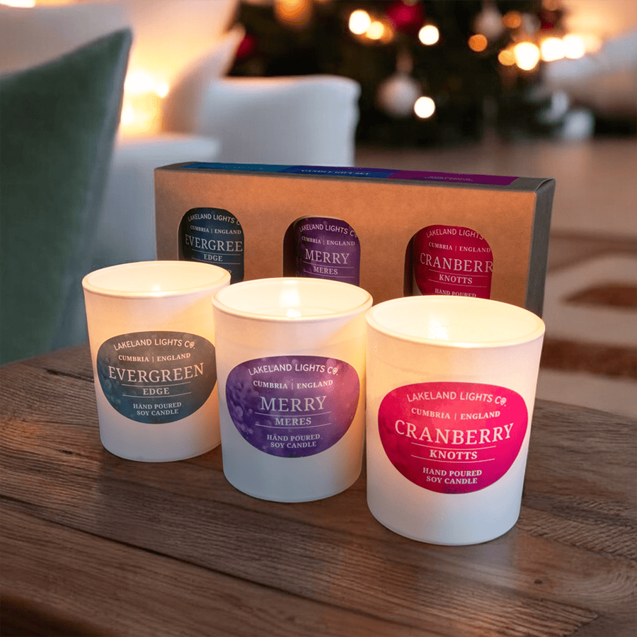 Lakeland Lights Company Christmas Collection - Three Candle Gift Sets Soy Candle
